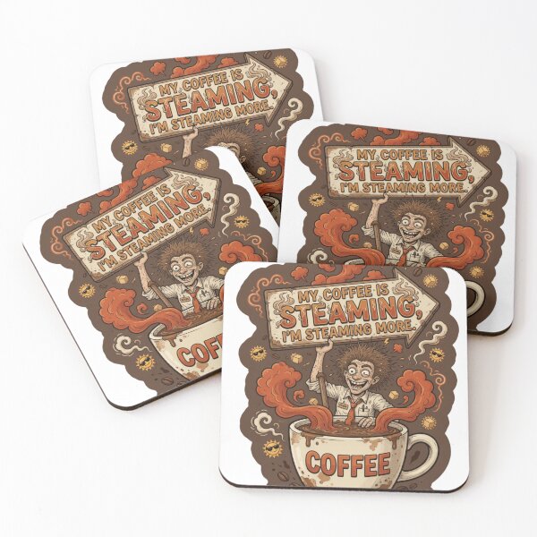 Item preview, My Coffee Is Steaming I'm Steaming More Funny Sticker designed and sold by Imaginarium of Chaos falcon88 .