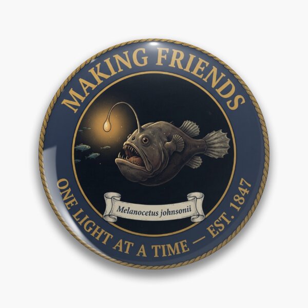 Item preview, Making Friends One Light at a Time Anglerfish Badge designed and sold by CalmCapy Co.