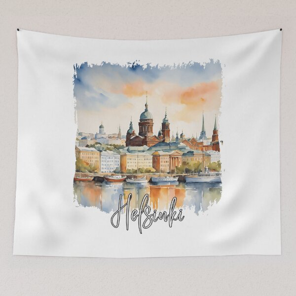 Artikelvorschau, Aquarell von Helsinki, Helsinki-Landschaft entworfen und verkauft von Dressyourflag.