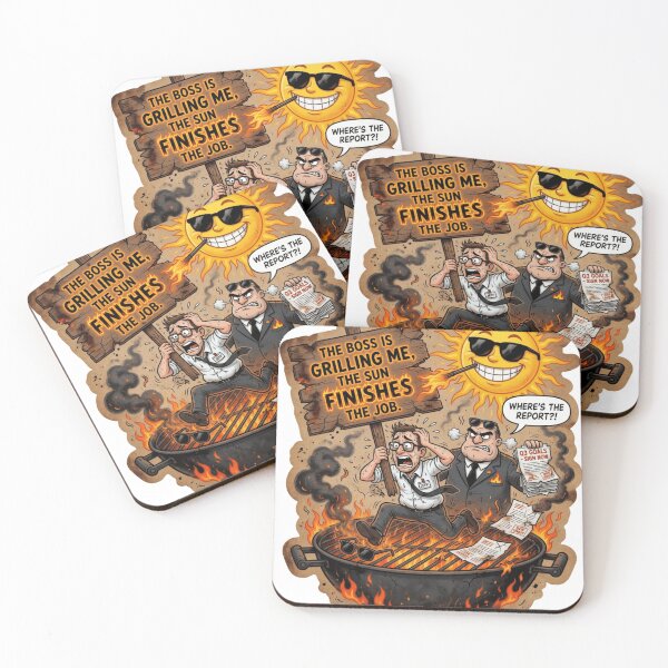 Item preview, The Boss Is Grilling Me The Sun Finishes The Job Funny Sticker designed and sold by Imaginarium of Chaos falcon88 .