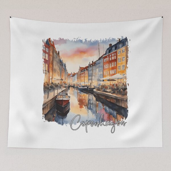 Item preview, Copenhagen watercolor, Copenhagen souvenir designed and sold by Dressyourflag.