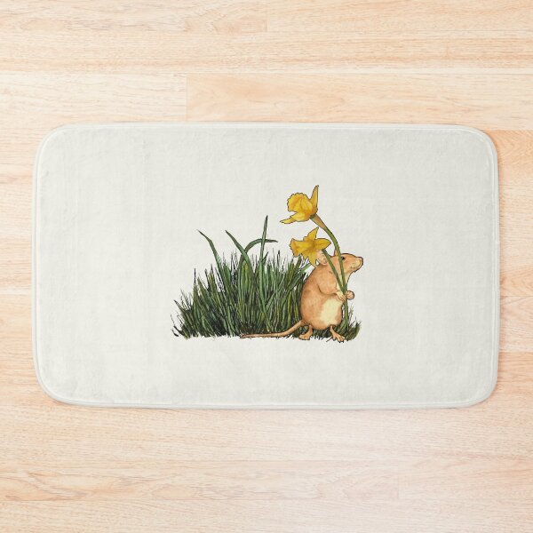 Item preview, Cute MOUSE Holding Two Large Daffodils, Grass, Illustration designed and sold by JoyfulWhimsy.