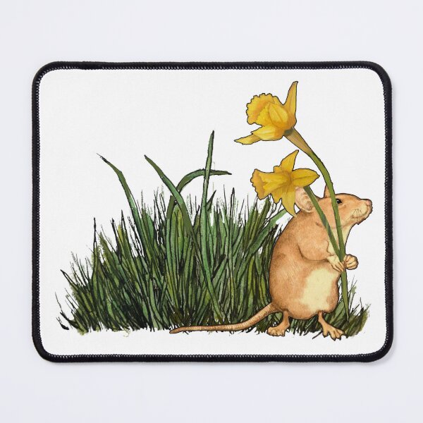 Item preview, Cute MOUSE Holding Two Large Daffodils, Grass, Illustration designed and sold by JoyfulWhimsy.