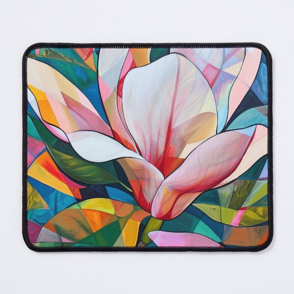 Item preview, Abstract Cubist Magnolia Flower Painting with Vibrant Geometric Patterns designed and sold by Pierce Millington Gallery.