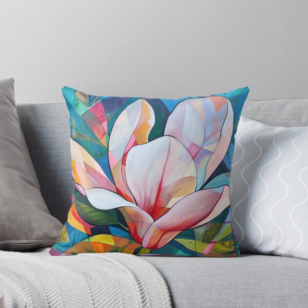 Item preview, Abstract Cubist Magnolia Flower Painting with Vibrant Geometric Patterns designed and sold by Pierce Millington Gallery.