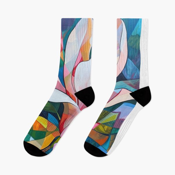 Item preview, Abstract Cubist Magnolia Flower Painting with Vibrant Geometric Patterns designed and sold by Pierce Millington Gallery.