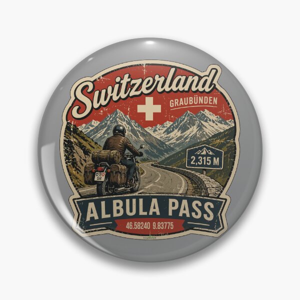 Artikelvorschau, Albulapass Schweiz Alpen Motorradaufkleber T-Shirt 03 entworfen und verkauft von OuterShellUK.