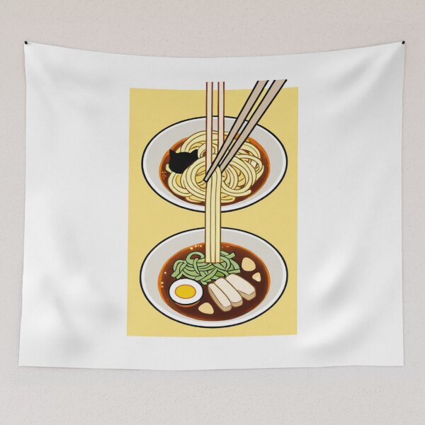 Item preview, Gastronomy - Japanese Noodle Dish with Cat, Streamlined Illustration Style designed and sold by AnimeShin.