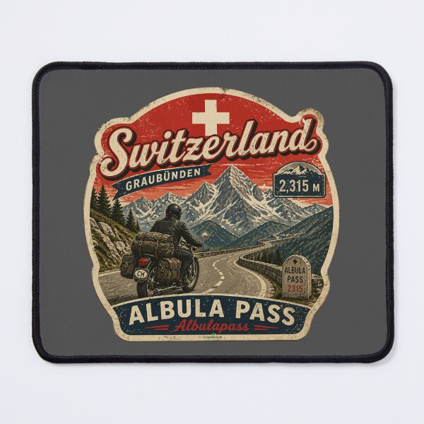 Artikelvorschau, Albulapass Schweiz Alpen Motorradaufkleber T-Shirt 04 entworfen und verkauft von OuterShellUK.
