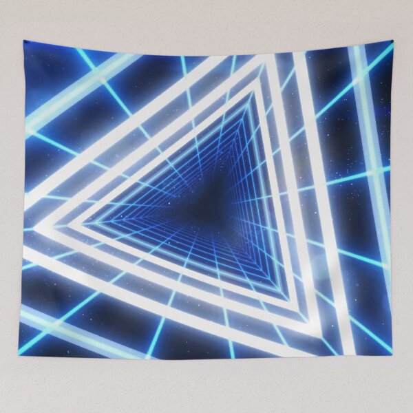 Item preview, Blue Triangular Wireframe Tunnel & Neons designed and sold by Electric Shock!! Design.