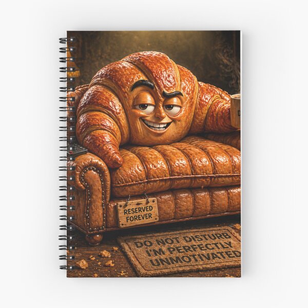 Item preview, Funny Croissant Living Its Best Lazy Life Cozy Burnout Cartoon designed and sold by ComedyInkFactor.