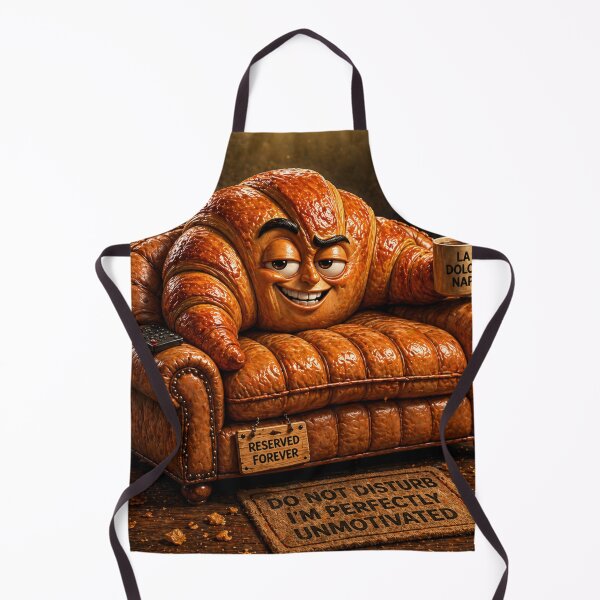 Item preview, Funny Croissant Living Its Best Lazy Life Cozy Burnout Cartoon designed and sold by ComedyInkFactor.