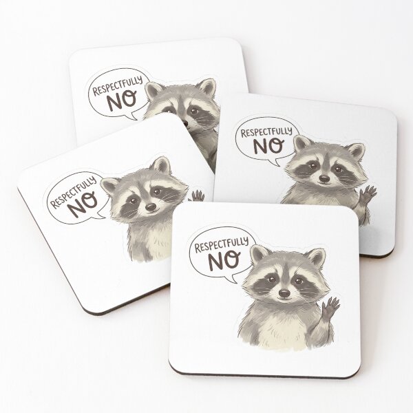 Item preview, Respectfully No Funny Raccoon Cute Trash Panda Speech Bubble Introvert Meme designed and sold by raedattia.