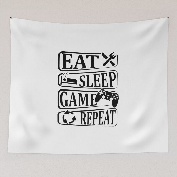 Item preview, Eat Sleep Game Repeat Framed Icon Typography designed and sold by Macias123.