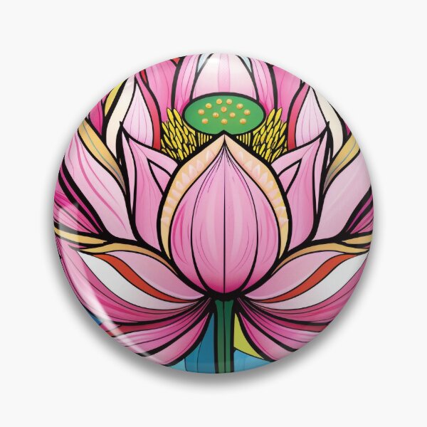 Item preview, Vibrant Stained Glass Style Lotus Flower Illustration with Swirling Patterns designed and sold by Pierce Millington Gallery.