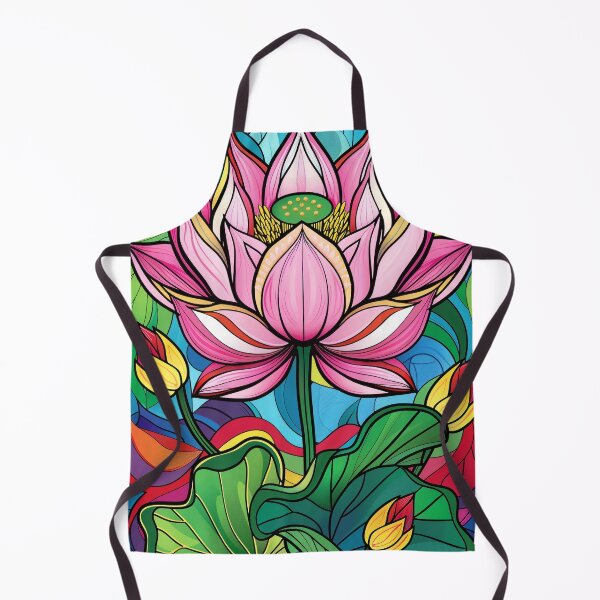 Item preview, Vibrant Stained Glass Style Lotus Flower Illustration with Swirling Patterns designed and sold by Pierce Millington Gallery.