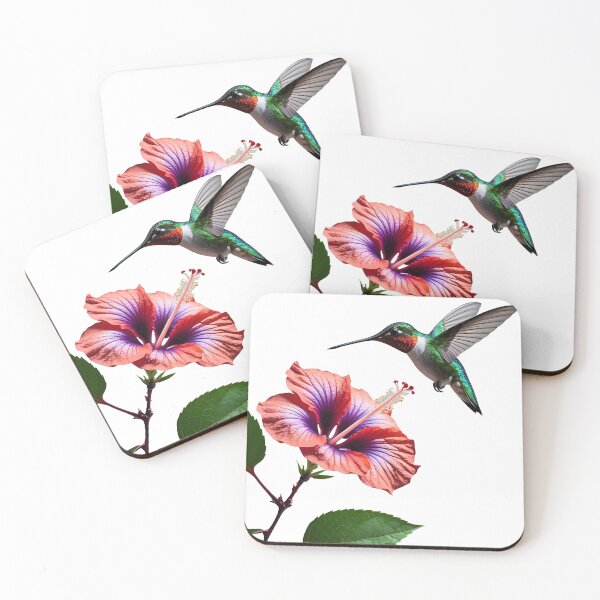 Item preview, Hummingbird Hibiscus Flower Photorealistic Bird Nature Art designed and sold by The Fine Print by BassAddict.