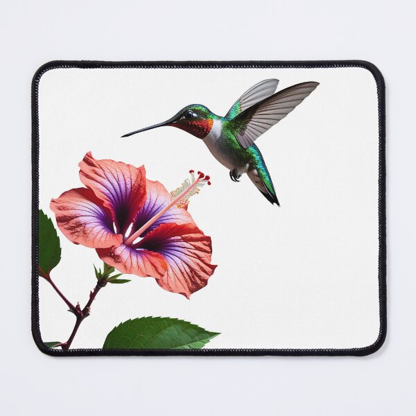 Item preview, Hummingbird Hibiscus Flower Photorealistic Bird Nature Art designed and sold by The Fine Print by BassAddict.