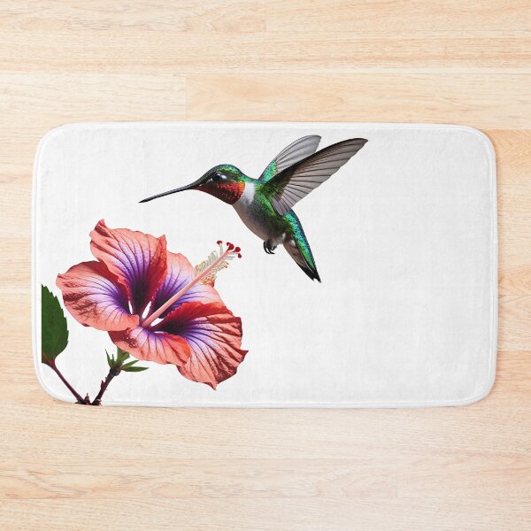 Item preview, Hummingbird Hibiscus Flower Photorealistic Bird Nature Art designed and sold by The Fine Print by BassAddict.