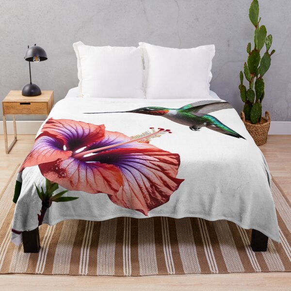 Item preview, Hummingbird Hibiscus Flower Photorealistic Bird Nature Art designed and sold by The Fine Print by BassAddict.