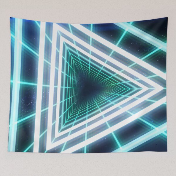 Item preview, Cyan Triangular Wireframe Tunnel & Neons designed and sold by Electric Shock!! Design.