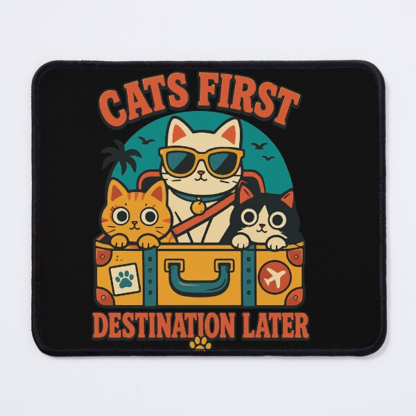 Item preview, Cats First Destination Later Funny Travel Cat Lover Adventure Suitcase Illustration for Vacation Lovers and Pet Parents designed and sold by Huddy-clothes.