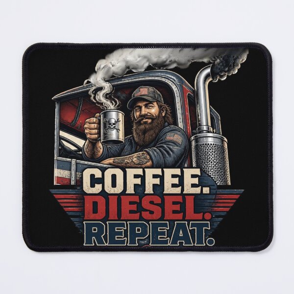 Item preview, Funny Trucker Gift Coffee Diesel Repeat Semi Truck Driver Trucking Design designed and sold by thoughtswear.