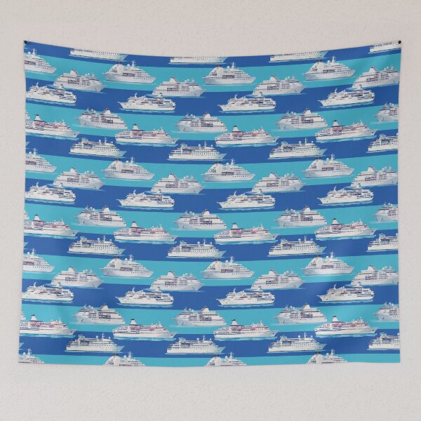 Item preview, Watercolor Cruise Ships Royal Blue and Aquamarina  designed and sold by Lidra Zehcnas.
