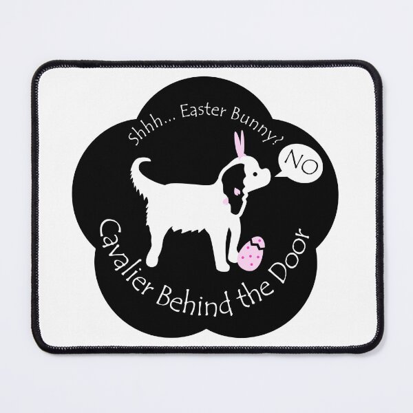 Item preview, Funny Cavalier Easter Bunny Behind the Door Black Base designed and sold by Na7nasColorShop.