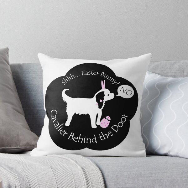 Item preview, Funny Cavalier Easter Bunny Behind the Door Black Base designed and sold by Na7nasColorShop.