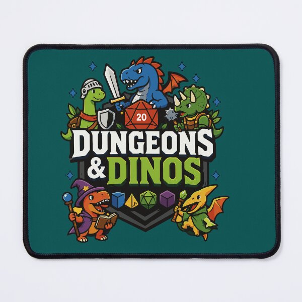 Item preview, Dungeons & Dinos Funny Fantasy Dinosaur Adventure with RPG Dice and Tabletop Gaming Heroes designed and sold by Huddy-clothes.