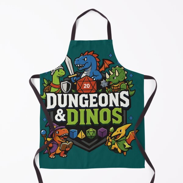 Item preview, Dungeons & Dinos Funny Fantasy Dinosaur Adventure with RPG Dice and Tabletop Gaming Heroes designed and sold by Huddy-clothes.
