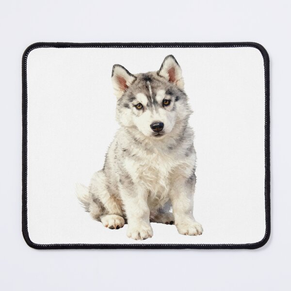 Item preview, Grey Siberian Husky puppy watercolor designed and sold by WildArtIT.