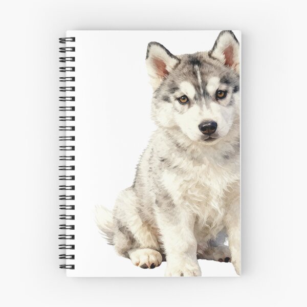 Item preview, Grey Siberian Husky puppy watercolor designed and sold by WildArtIT.