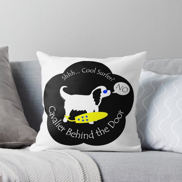 Item preview, Funny Cavalier Cool Surfer Behind the Door Black Base designed and sold by Na7nasColorShop.