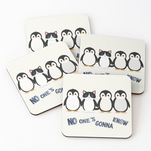 Item preview, No One's Gonna Know – Cat Among Penguins (kawaii) designed and sold by LiskoDesign.