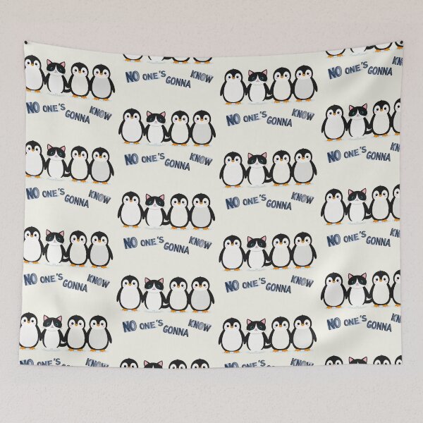 Item preview, No One's Gonna Know – Cat Among Penguins (kawaii) designed and sold by LiskoDesign.