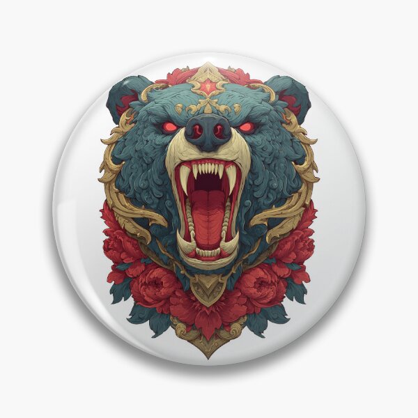 Item preview, Roaring bear head ornamental illustration designed and sold by robyeyedropy.