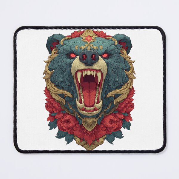 Item preview, Roaring bear head ornamental illustration designed and sold by robyeyedropy.