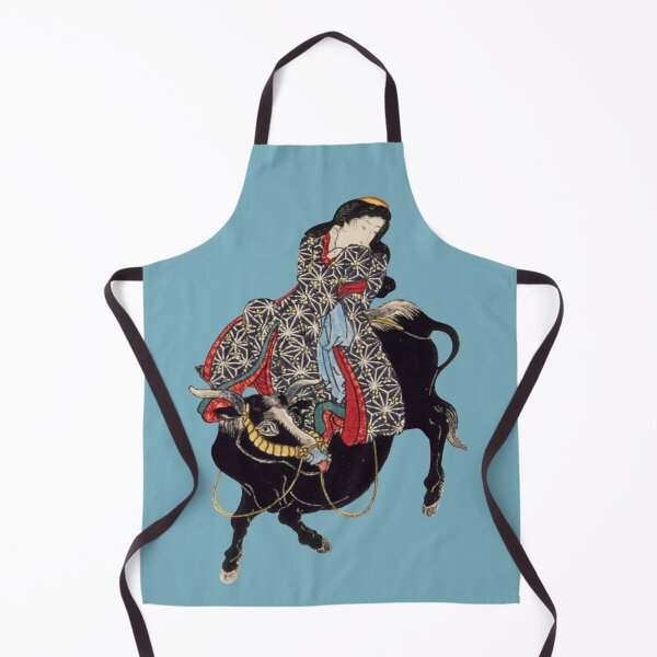 Item preview, Japanese Woman - Modern Ukiyo-e - Horse Rider - Japandi, Sky Blue designed and sold by Black Swallow.