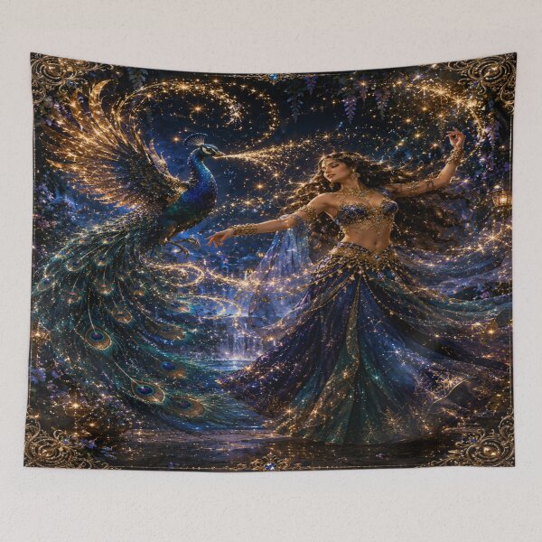 Item preview, Celestial Peacock Dance Fantasy Art | Divine Feminine Wall Art designed and sold by BulletKitty82.