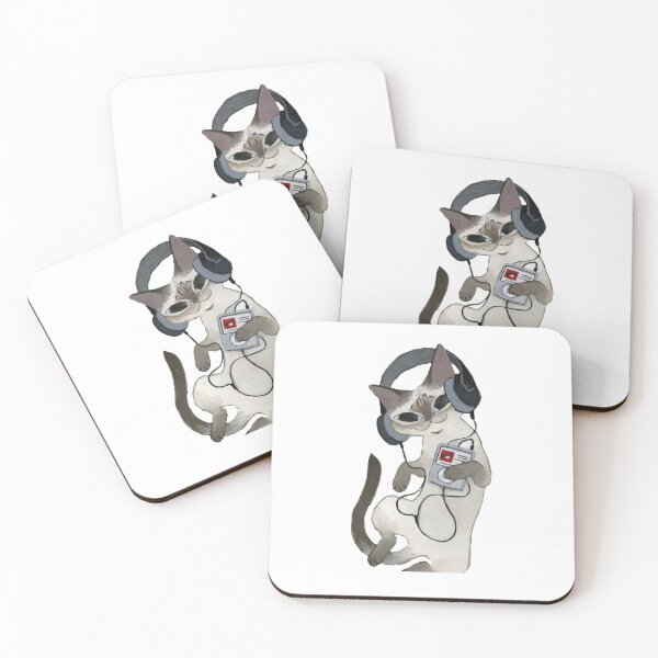 Item preview, Cute Cat Listening Music With Headphones Watercolor Shirt designed and sold by lolayart.