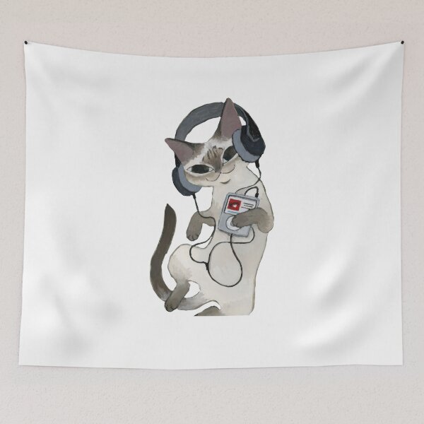 Item preview, Cute Cat Listening Music With Headphones Watercolor Shirt designed and sold by lolayart.
