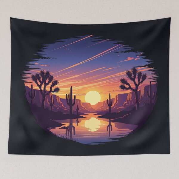 Item preview, Desert Sunset Oasis Landscape Illustration designed and sold by artscripts.