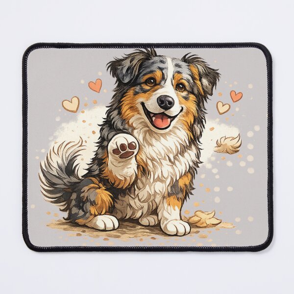 Item preview, Australian Shepherd Giving Paw | Cute Heartwarming Dog Vector Art designed and sold by Golden Era Studio.