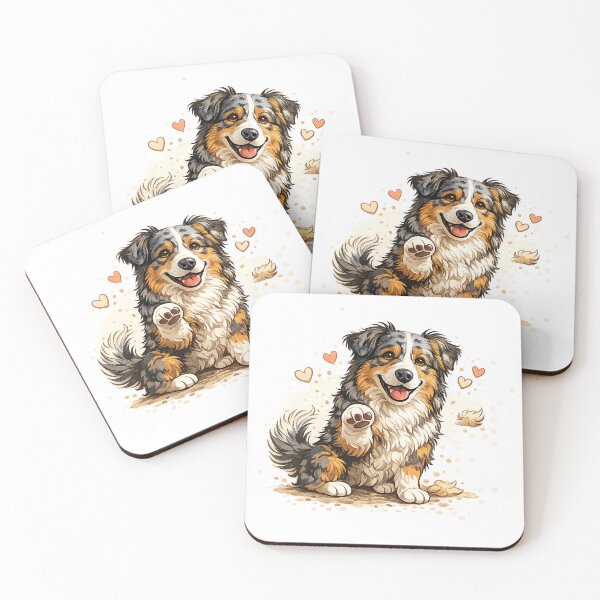 Item preview, Australian Shepherd Giving Paw | Cute Heartwarming Dog Vector Art designed and sold by Golden Era Studio.