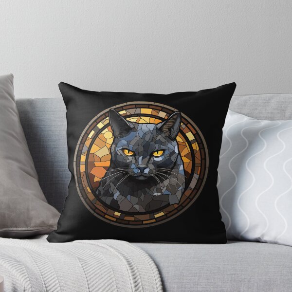 Item preview, Chartreux Cat Stained Glass Leadlight Artistic Design Boys Girls designed and sold by rafaeltto.