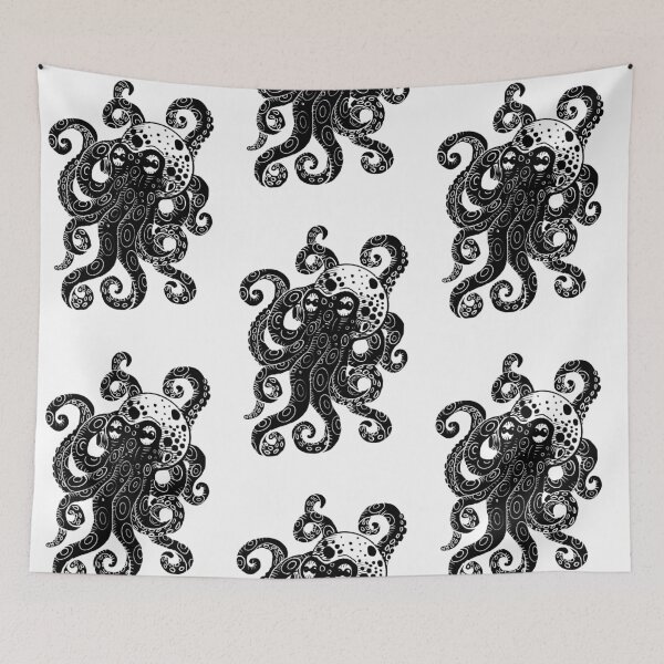 Artikelvorschau, Digitales Holzschnittdesign Kraken-Oktopus entworfen und verkauft von Magpye.