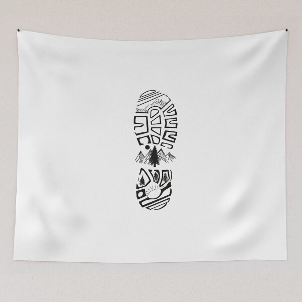 Item preview, Hiking Boot Footprint Mountain Landscape Nature Graphic designed and sold by Macias123.