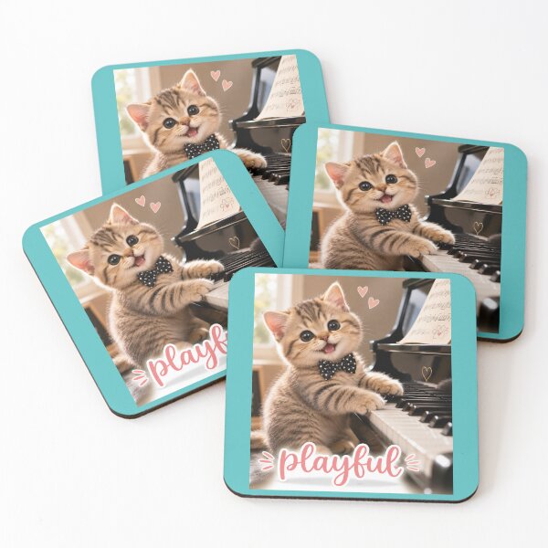 Item preview, Playful Kitten Playing Piano | Cute Cat | Playful Animal Design designed and sold by CJLindy.